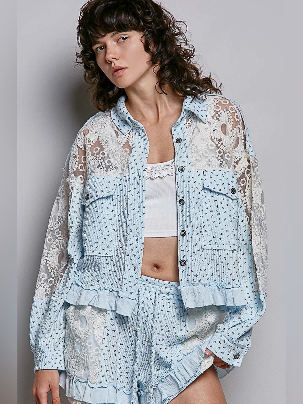 POL “ Coastal Keepsake Set “ | Crochet Patchwork Boho Lounge Set | Sky Blue - Picture 10 of 16